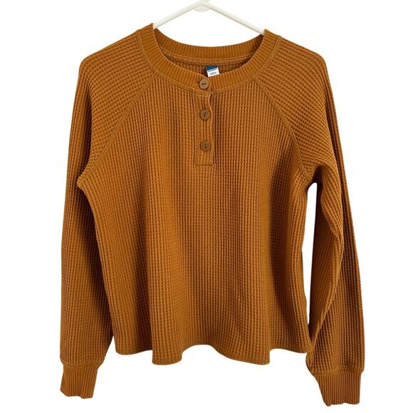 Old Navy Gold/Brown Thermal Long Sleeve Top - Women's Small - Picture 1 of 6
